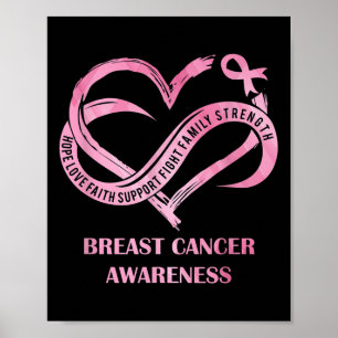 Affiche Pink Heart Hope Love Faith Cancer du sein Sensibil