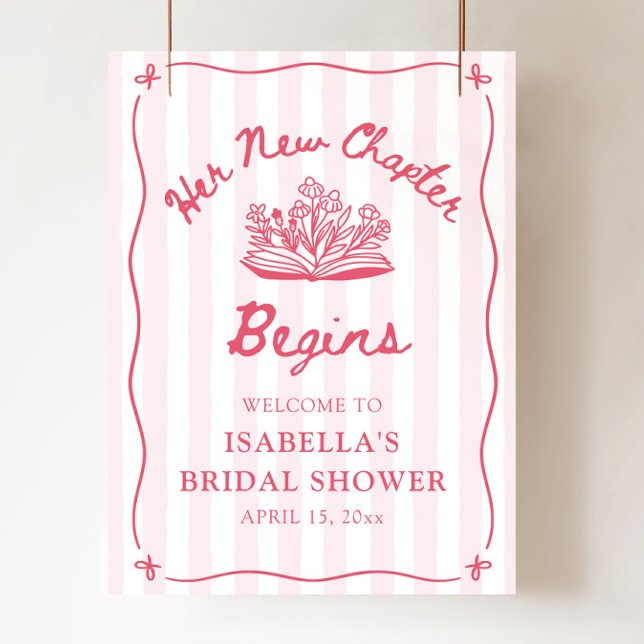 Affiche Pink Her New Chapter Bridal Shower Welcome Sign (Pink Her New Chapter Bridal Shower Welcome Sign)