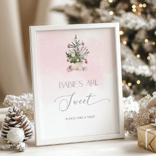 Affiche Pink hiver Noël Les bébés sont doux