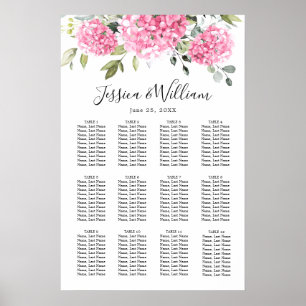 Affiche Pink Hydrangea Floral 12 Tables CADRE