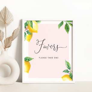 Affiche Pink Lemons baby shower Favors