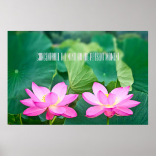 Affiche Pink Lotus Couple Inspiration Pair Pond Green Leaf