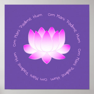 Affiche Pink Lotus Flower Om Mani Padme Hum Imprimer