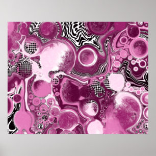 Affiche Pink, Magenta et Black Fluid Art Pour Peinture