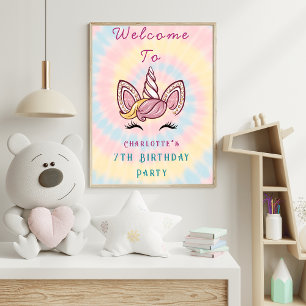 Affiche Pink Magic unicorn tie teinture d'anniversaire sig