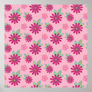 Affiche Pink marguerite florale sans couture patternart, b