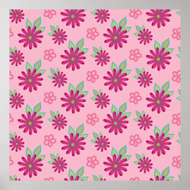 Affiche Pink marguerite florale sans couture patternart, b (Devant)