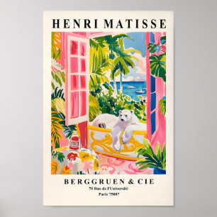 Affiche Pink Matisse Print, Ours Polaire Dans Baignoire Ar