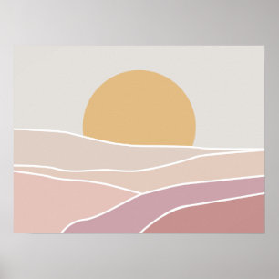 Affiche Pink & Mauve Minimaliste Coucher de soleil Imprime