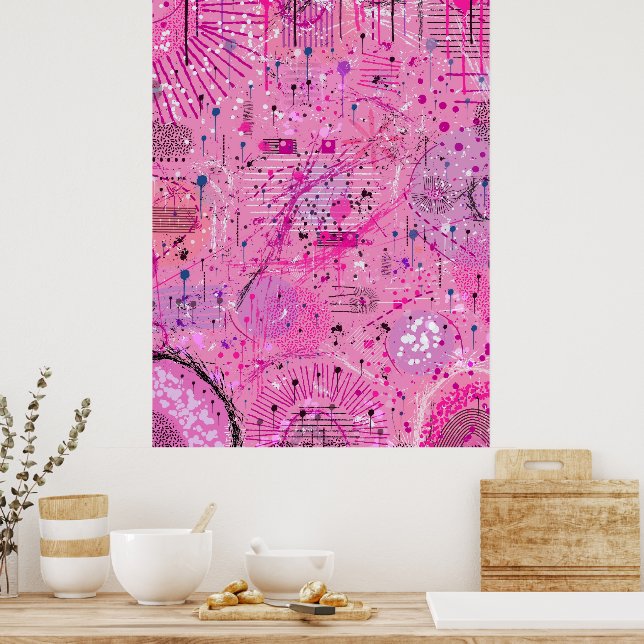 Affiche Pink Maximalist Abstract: Raspberry Sundae (Cuisine)