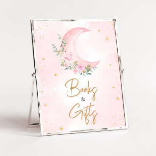Affiche Pink Moon and Stars Baby showers Livres et Cadeaux