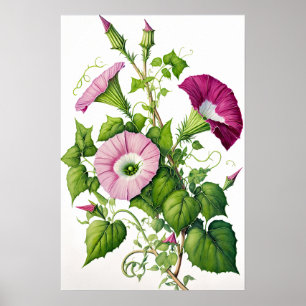 Affiche Pink Morning Glory Flowers Art Imprimer l'affiche