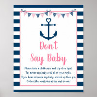 Pink Navy Girl Ancre nautique Ne pas dire Baby Gam