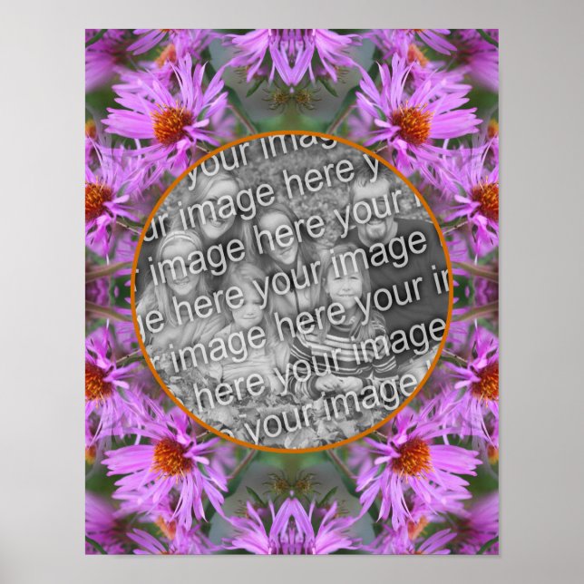 Affiche Pink New England Aster Flowers Ajouter Votre Photo (Devant)