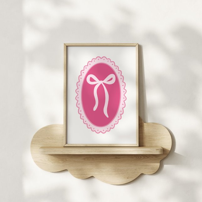 Affiche Pink Nursery Art - Coquette Oval Frame & Bow (Créateur téléchargé)