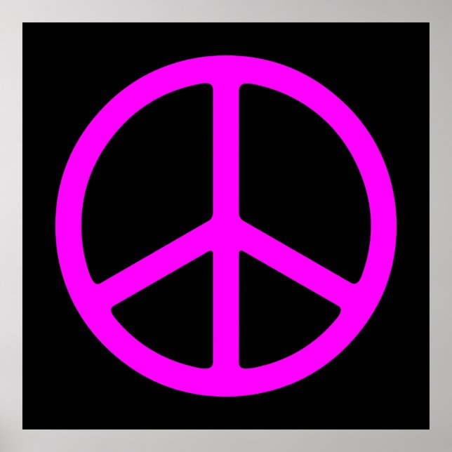 Affiche Pink on Black Skinny Peace Symbole Art Imprimer (Devant)