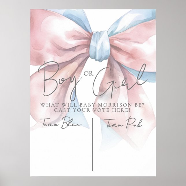 Affiche Pink Or Blue Bow Gender Reveal Party (Devant)