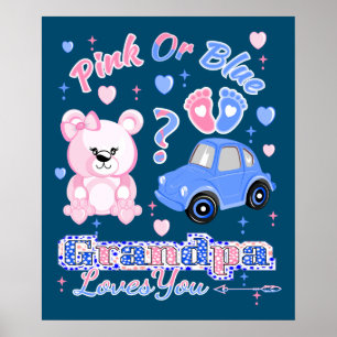 Affiche Pink Or Blue Grandpa Loves You