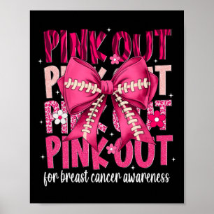Affiche Pink Out Cancer du sein Mois Football Coquette Bow
