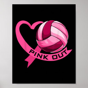 Affiche Pink Out Cancer Du Sein Pink Ribbon Coeur Et Volle