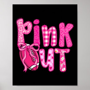 Affiche Pink Out Football Bow Preppy Sensibilisation au ca