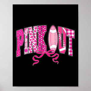 Affiche Pink Out Football Bow Preppy Sensibilisation au ca
