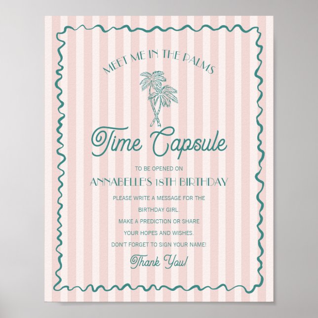 Affiche Pink Palm Springs Pastel Beach Time Capsule (Devant)