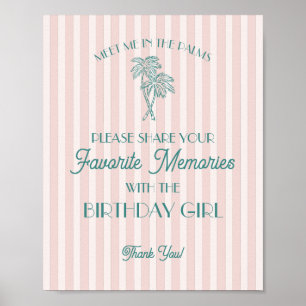 Affiche Pink Palm Springs Souvenirs favoris avec anniversa