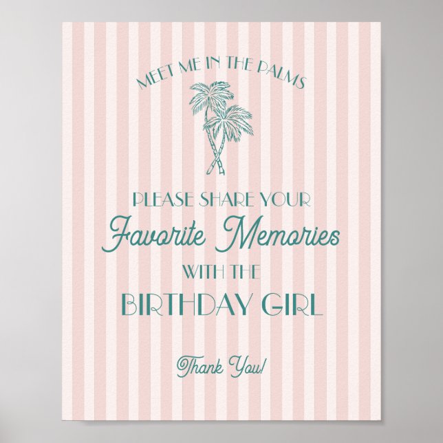 Affiche Pink Palm Springs Souvenirs favoris avec anniversa (Devant)