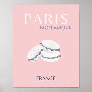 Affiche Pink Paris Travel Art Pastel Preppy Macarons