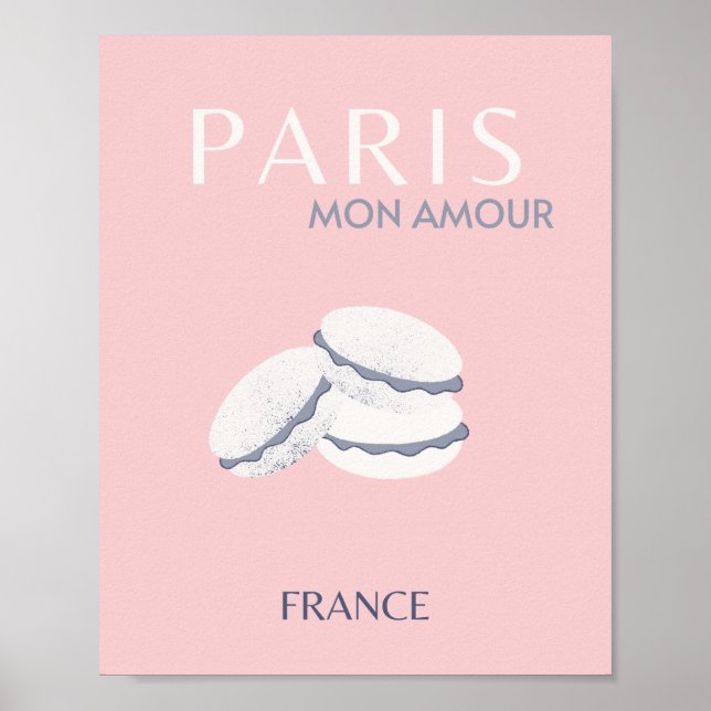 Affiche Pink Paris Travel Art Pastel Preppy Macarons (Devant)