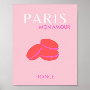 Affiche Pink Paris Travel Art Preppy Macarons