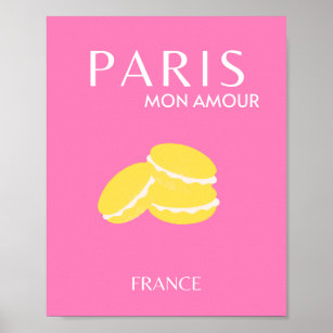 Affiche Pink Paris Travel Art Retro Art Preppy Art Décor