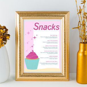 Affiche Pink Party Cupcake Sweet Snacks Menu