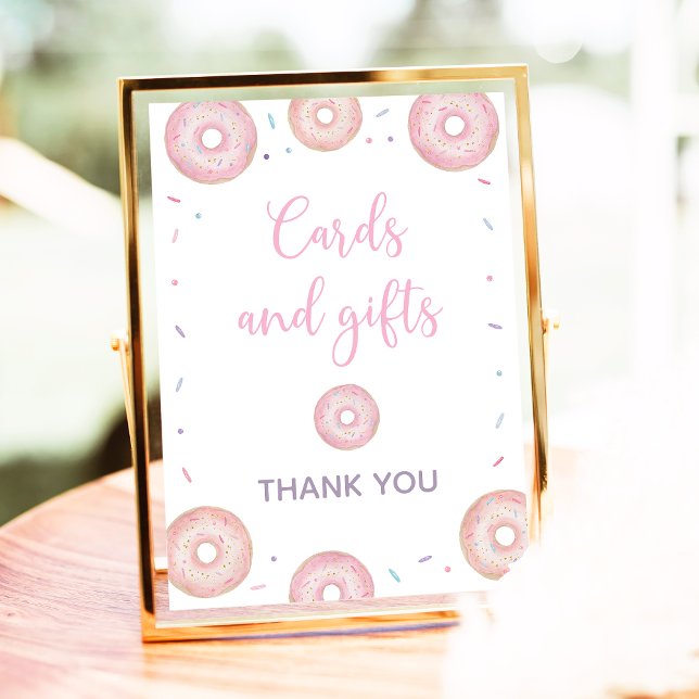 Affiche Pink Pastel Carte Donut & Cadeaux Symbole d'annive (Créateur téléchargé)