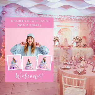 Affiche Pink photo collage anniversaire fête bienvenue