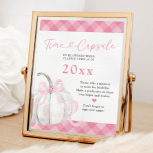 Affiche Pink Preppy Citrouille Girl 1er Anniversaire heure