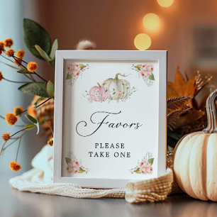 Affiche Pink Pumpkin Girl Baby Shower Favors Sign