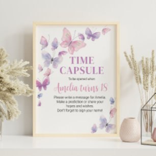 Affiche Pink Purple Anniversaire Heure Capsule signe