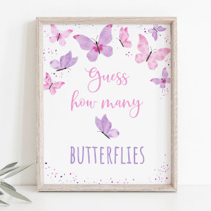 Affiche Pink Purple Butterfly Devine Combien De Jeu