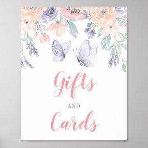 Affiche Pink Purple Floral Papillon Cadeaux & Cartes Signa