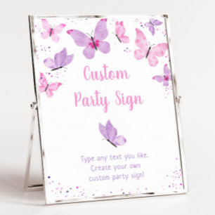 Affiche Pink Purple Papillon modifiable Signal d'anniversa