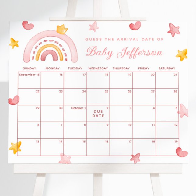 Affiche Pink Rainbow Devis Date d'échéance Calendrier Post (Créateur téléchargé)