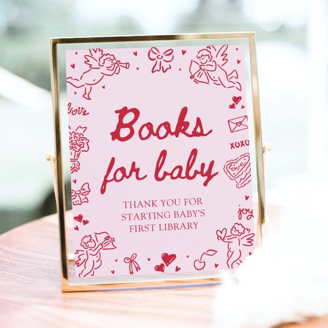 Affiche Pink Red Valentine Baby Shower Books for Baby Game (Pink Red Valentine Baby Shower Books for Baby Game )