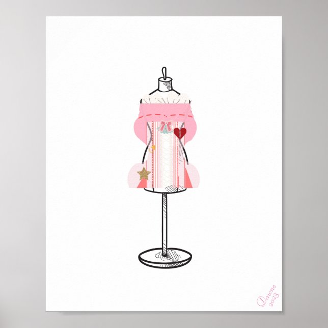Affiche Pink Retro Bustier Corset Peinture d'art imprimé (Devant)