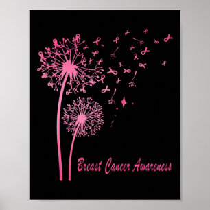 Affiche Pink Ribbon Dandelion Sensibilisation au cancer du