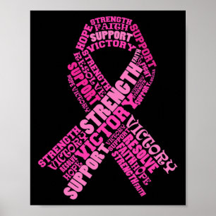 Affiche Pink Ribbon Support Mois de sensibilisation au can