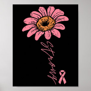 Affiche Pink Ribbon Tournesol Strong Cancer du sein