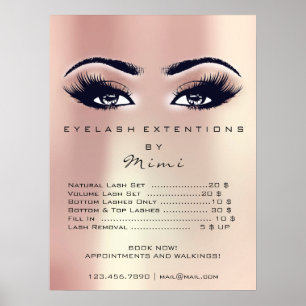 Affiche Pink Rose Peach Skin Makeup Eyes Lashes Prices