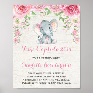 Affiche Pink Roses Elephant Temps Capsule 1er Anniversaire